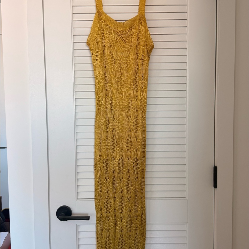 Mustard Yellow Knit Maxi Dress